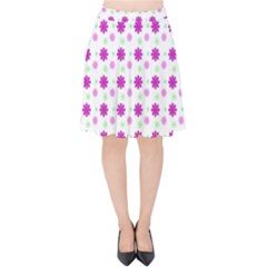 Background Flowers Multicolor Purple Velvet High Waist Skirt