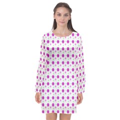 Background Flowers Multicolor Purple Long Sleeve Chiffon Shift Dress  by HermanTelo