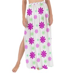 Background Flowers Multicolor Purple Maxi Chiffon Tie-up Sarong