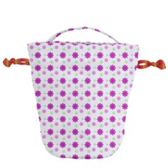 Background Flowers Multicolor Purple Drawstring Bucket Bag by HermanTelo