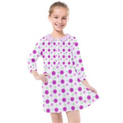 Background Flowers Multicolor Purple Kids  Quarter Sleeve Shirt Dress