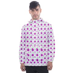 Background Flowers Multicolor Purple Men s Front Pocket Pullover Windbreaker by HermanTelo