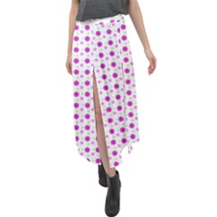 Background Flowers Multicolor Purple Velour Split Maxi Skirt