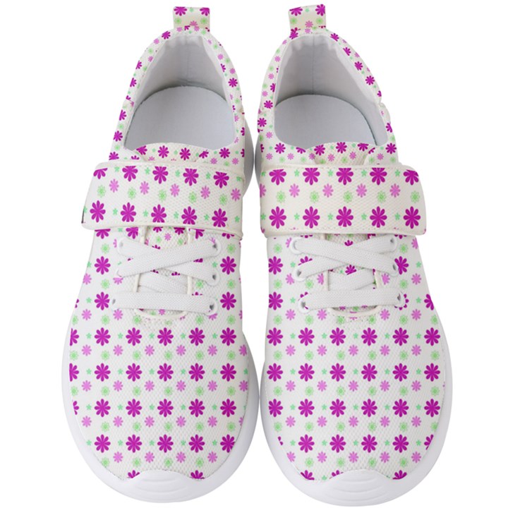 Background Flowers Multicolor Purple Men s Velcro Strap Shoes