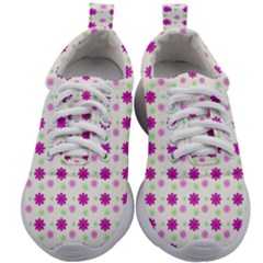 Background Flowers Multicolor Purple Kids Athletic Shoes