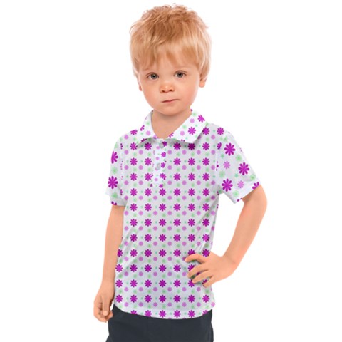 Background Flowers Multicolor Purple Kids  Polo Tee by HermanTelo