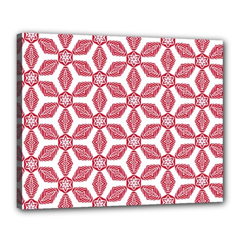 White Red Flowers Texture Canvas 20  X 16  (stretched)