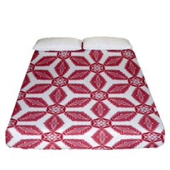 White Red Flowers Texture Fitted Sheet (queen Size) by HermanTelo