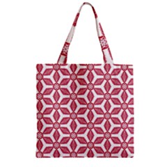 White Red Flowers Texture Zipper Grocery Tote Bag