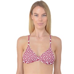 White Red Flowers Texture Reversible Tri Bikini Top