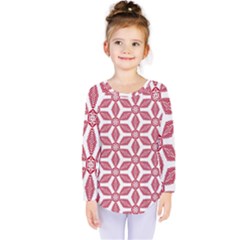 White Red Flowers Texture Kids  Long Sleeve Tee