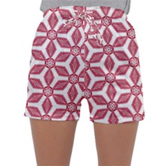 White Red Flowers Texture Sleepwear Shorts