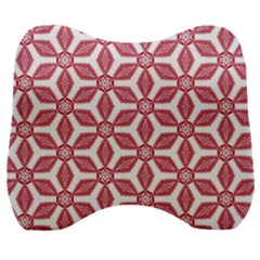 White Red Flowers Texture Velour Head Support Cushion