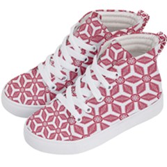 White Red Flowers Texture Kids  Hi-top Skate Sneakers