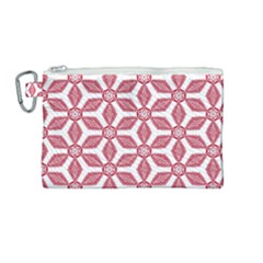 White Red Flowers Texture Canvas Cosmetic Bag (medium)