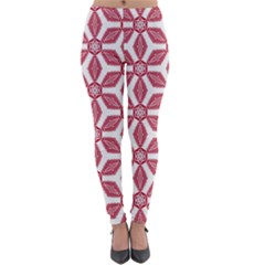 White Red Flowers Texture Lightweight Velour Leggings