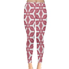 White Red Flowers Texture Inside Out Leggings