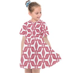 White Red Flowers Texture Kids  Sailor Dress