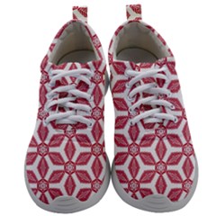 White Red Flowers Texture Mens Athletic Shoes by HermanTelo