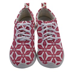 White Red Flowers Texture Women Athletic Shoes by HermanTelo