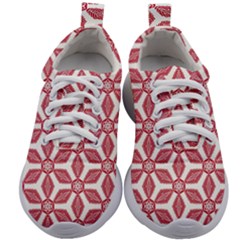 White Red Flowers Texture Kids Athletic Shoes by HermanTelo