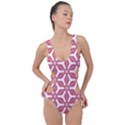 White Red Flowers Texture Side Cut Out Swimsuit View1