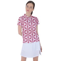 White Red Flowers Texture Women s Polo Tee