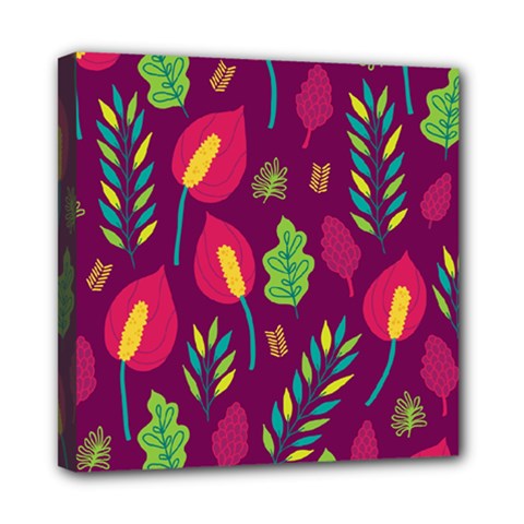 Tropical Flowers On Deep Magenta Mini Canvas 8  X 8  (stretched) by mccallacoulture