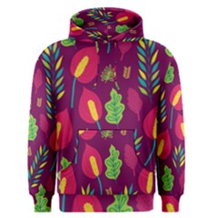 Tropical Flowers On Deep Magenta Men s Core Hoodie