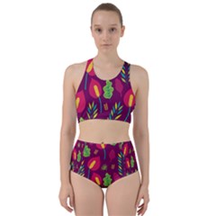 Tropical Flowers On Deep Magenta Racer Back Bikini Set by mccallacoulture