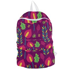 Tropical Flowers On Deep Magenta Foldable Lightweight Backpack