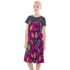 Tropical Flowers On Deep Magenta Camis Fishtail Dress