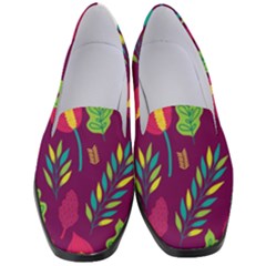 Tropical Flowers On Deep Magenta Women s Classic Loafer Heels