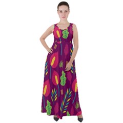 Tropical Flowers On Deep Magenta Empire Waist Velour Maxi Dress by mccallacoulture