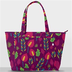 Tropical Flowers On Deep Magenta Back Pocket Shoulder Bag  by mccallacoulture