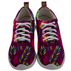 Tropical Flowers On Deep Magenta Mens Athletic Shoes