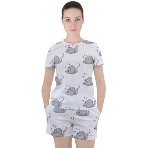 Mouse Seamless Pattern Women s Tee And Shorts Set by Vaneshart