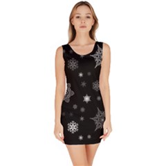 Christmas Snowflake Seamless Pattern With Tiled Falling Snow Bodycon Dress by Vaneshart