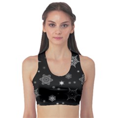 Christmas Snowflake Seamless Pattern With Tiled Falling Snow Sports Bra by Vaneshart