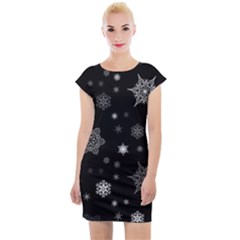 Christmas Snowflake Seamless Pattern With Tiled Falling Snow Cap Sleeve Bodycon Dress by Vaneshart