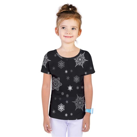 Christmas Snowflake Seamless Pattern With Tiled Falling Snow Kids  One Piece Tee by Vaneshart