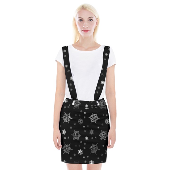 Christmas Snowflake Seamless Pattern With Tiled Falling Snow Braces Suspender Skirt