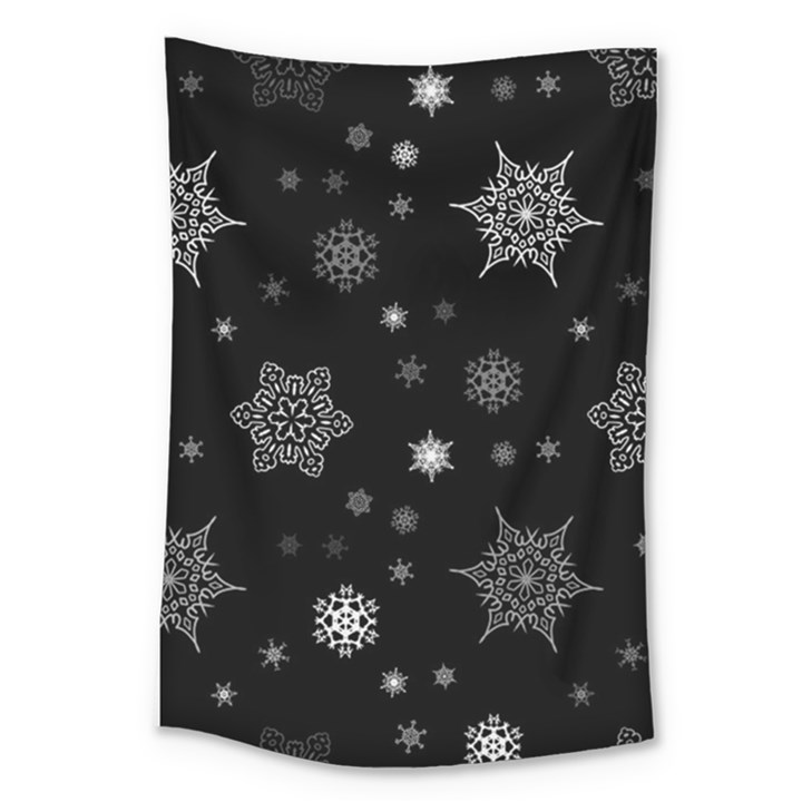 Christmas Snowflake Seamless Pattern With Tiled Falling Snow Large Tapestry