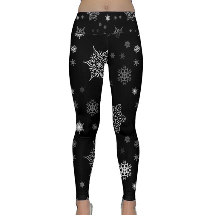 Christmas Snowflake Seamless Pattern With Tiled Falling Snow Lightweight Velour Classic Yoga Leggings