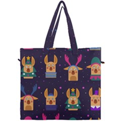 Funny Christmas Pattern With Reindeers Canvas Travel Bag by Vaneshart