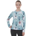 Christmas Tree Cute Lama With Gift Boxes Seamless Pattern Women s Pique Long Sleeve Tee View1