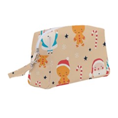 Funny Christmas Pattern Background Wristlet Pouch Bag (medium)