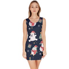 Colourful Funny Christmas Pattern Bodycon Dress by Vaneshart