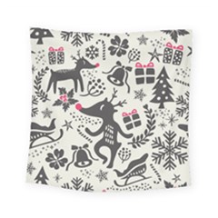 Hand Drawn Pattern Christmas Square Tapestry (small) by Vaneshart