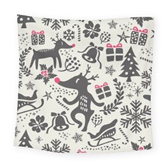 Hand Drawn Pattern Christmas Square Tapestry (large) by Vaneshart